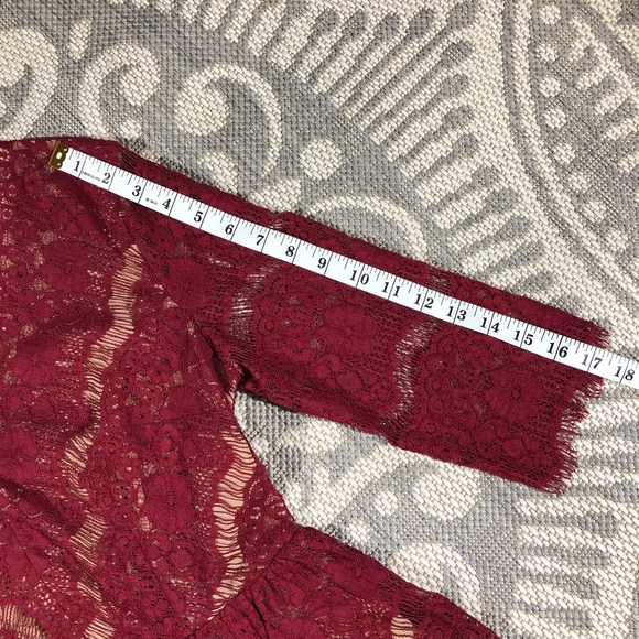 Anthropologie Maeve Maroon Red Peplum Lace - Picture 5 of 8
